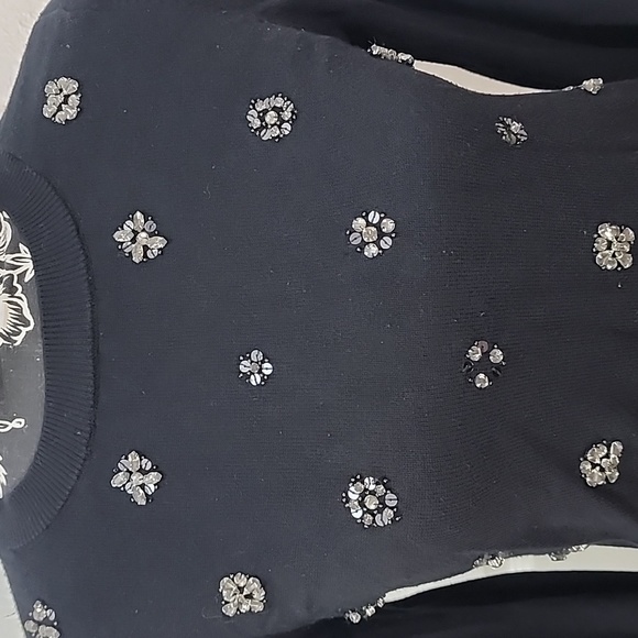 Bebe Black Rhinestone And Sequin Embellished Sweater S/M - Picture 5 of 9